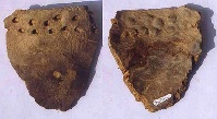 <p>Two of the 20,000 year-old pottery fragments found in the Xianrendong Cave in China. Photo by AFP/Science/AAAS. (Click on image to view larger.)</p>